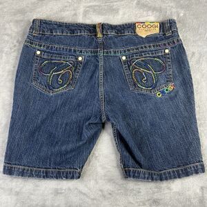 Coogi Shorts Women 18 Jean Embroidered Cotton Stretch Denim Colorful Rainbow 36"
